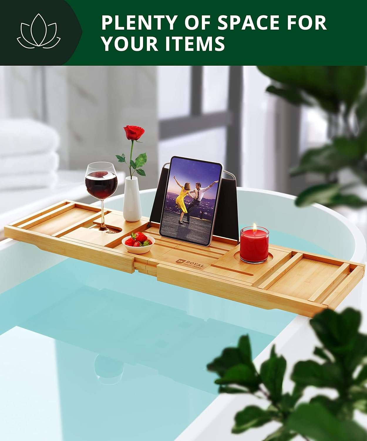 Luxury Bathtub Tray One or Two Person Bath and Bed Tray 