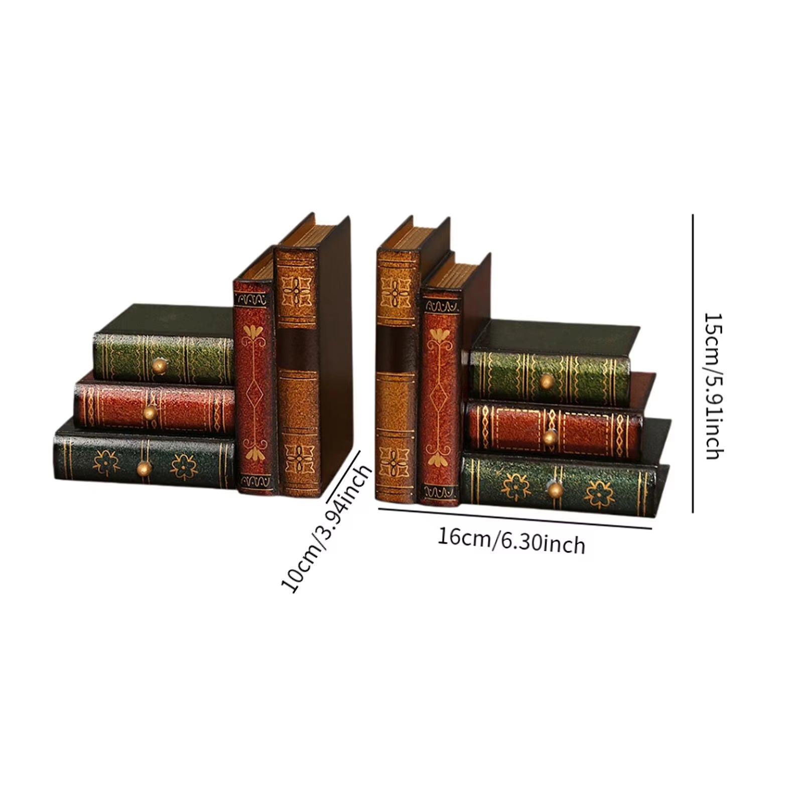 2Pcs Book Ornament Bookends 