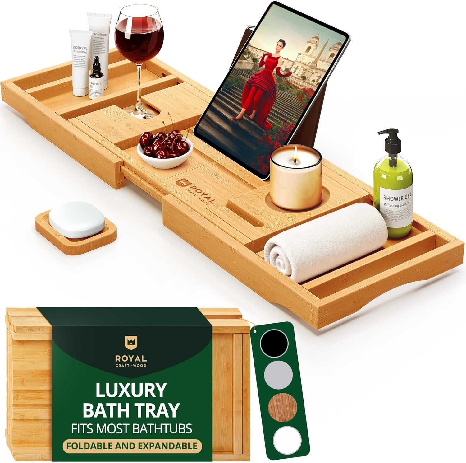 Luxury Bathtub Tray One or Two Person Bath and Bed Tray 