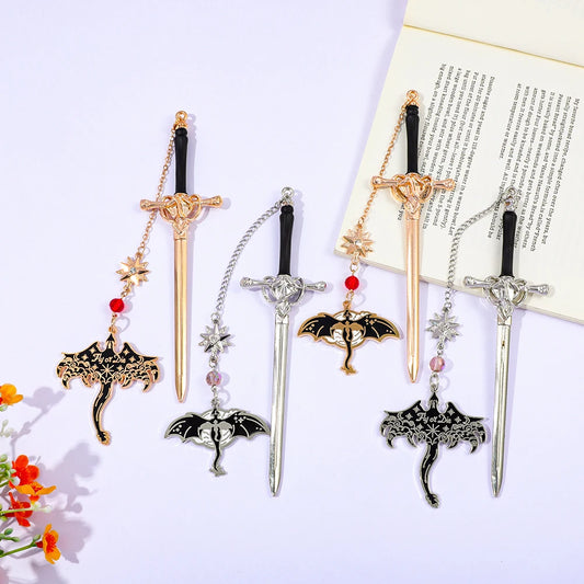 Fantasy Metal Dragon & Sword Bookmarks