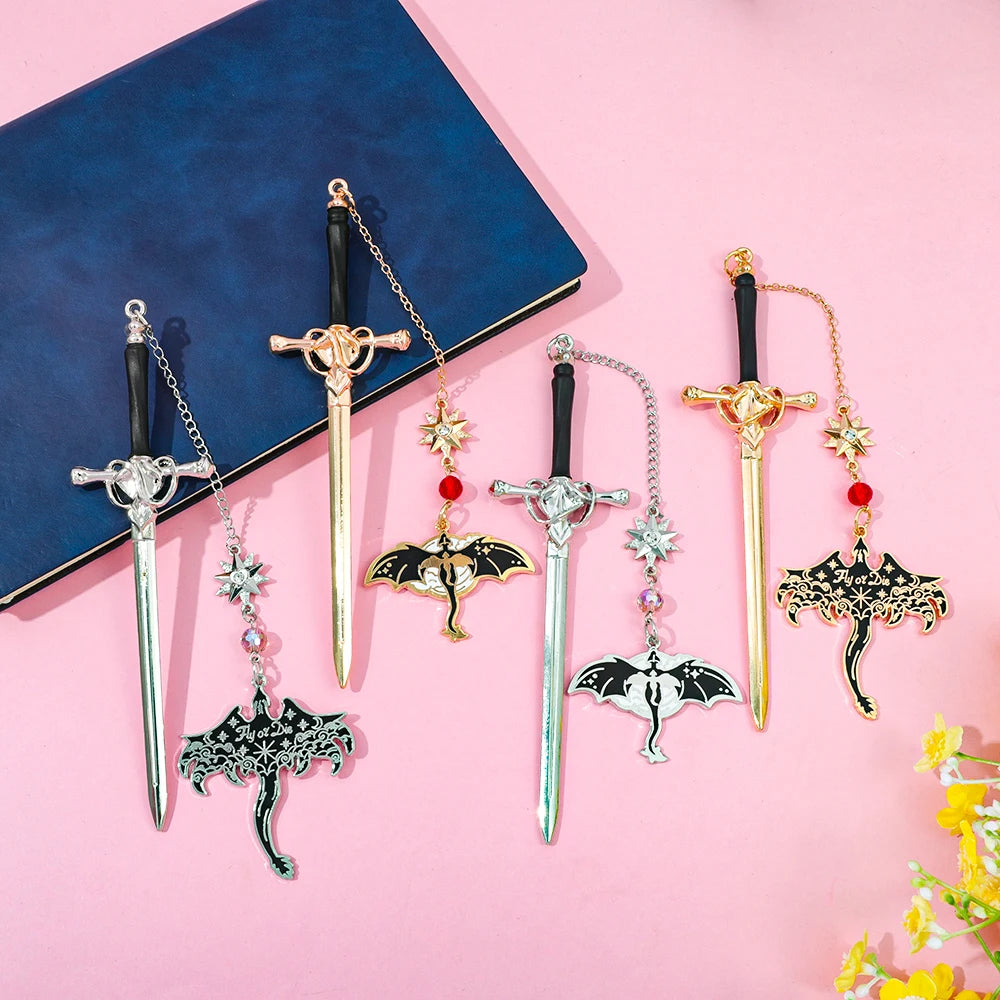 Fantasy Metal Dragon & Sword Bookmarks