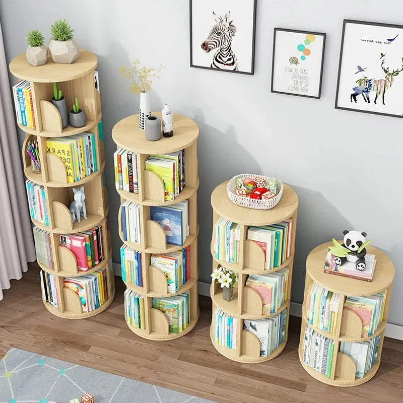 Rotating Timber Bookshelf