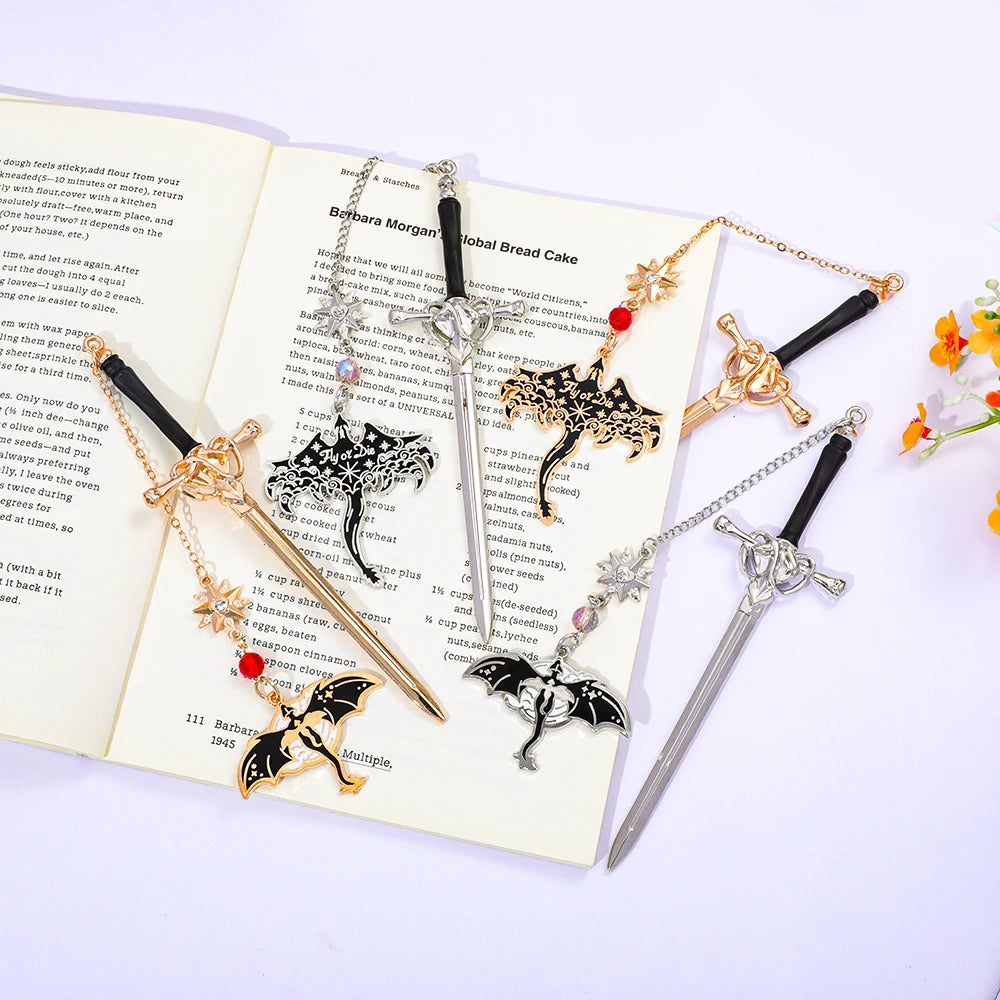 Fantasy Metal Dragon & Sword Bookmarks