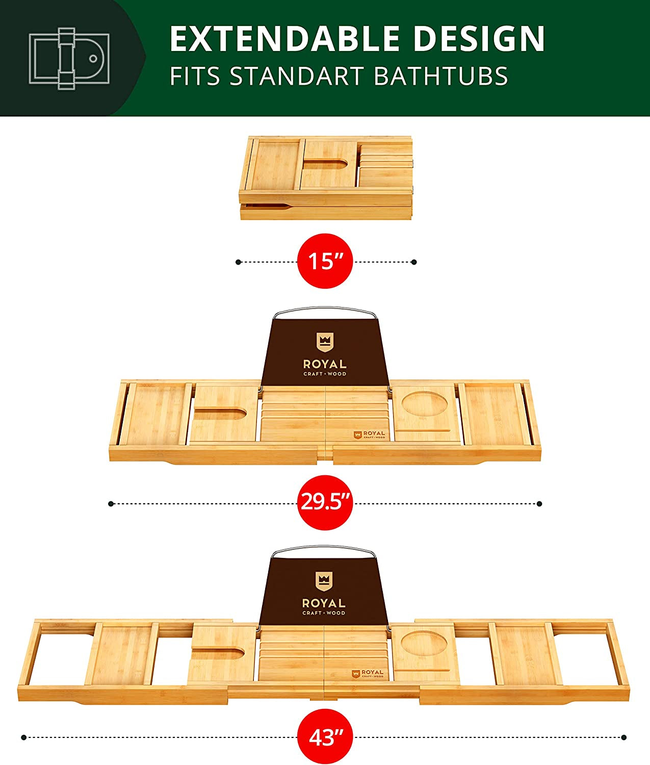Luxury Bathtub Tray One or Two Person Bath and Bed Tray 