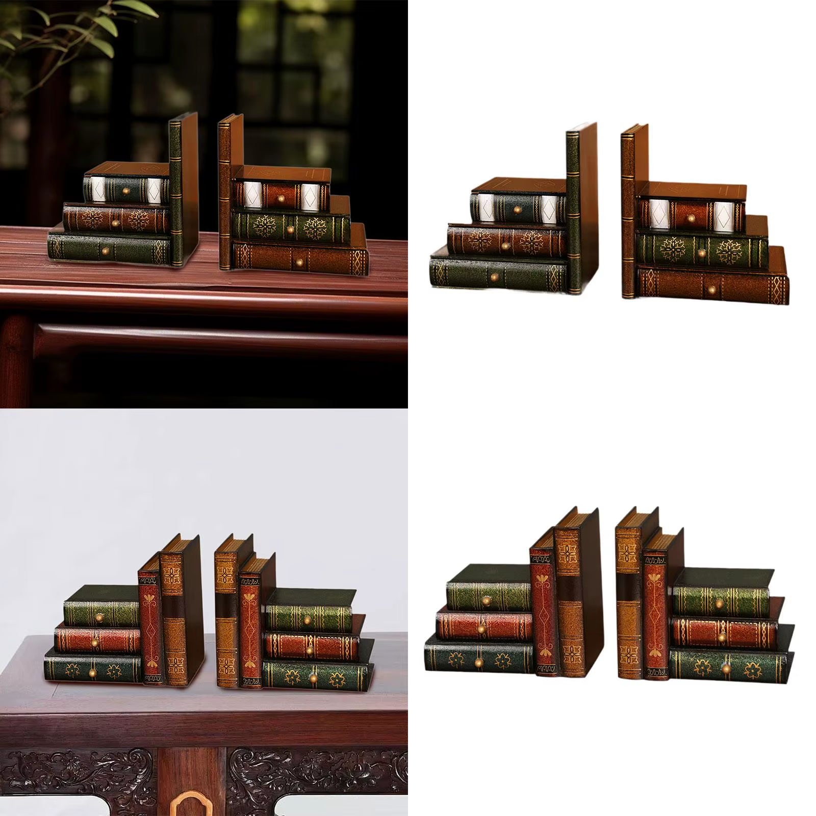 2Pcs Book Ornament Bookends 